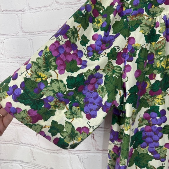 Women’s vintage house coat moo moo size large Floral Grape Print dress grandma - Picture 3 of 9